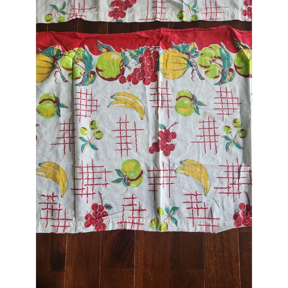Vtg 40's-50's Feed flour Sack Fabric Valances authentic Cotton Fruit Print 40x24